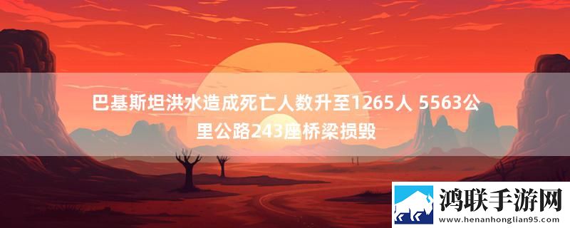 巴基斯坦洪水造成死亡人数升至1265人 5563公里公路243座桥梁损毁