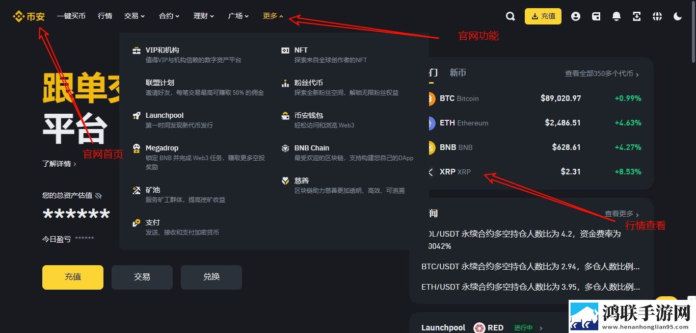 访问币安官方网站